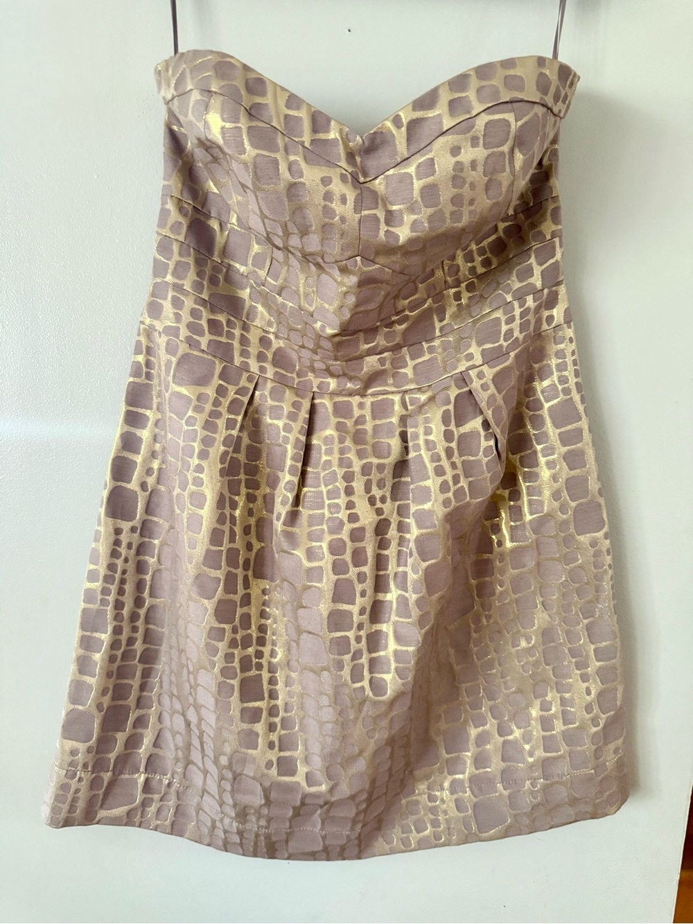 American Eagle Outfitters Strapless Gold and Taupe Cocktail Dress